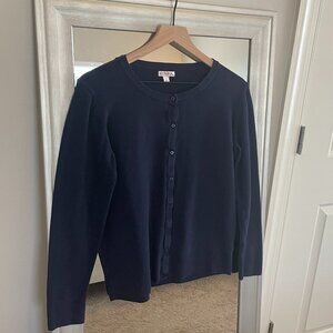 Merona Women's Navy Blue Long Sleeve Button Down Cardigan Sweater Size L